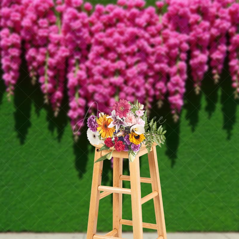 Aperturee - Aperturee Summer Floral Fuschia Greenery Wall Wedding Backdrop