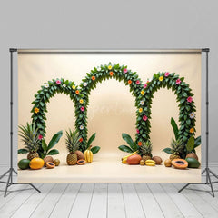 Aperturee - Aperturee Summer Fruit Arches Hawaii Cartoon Holiday Backdrop