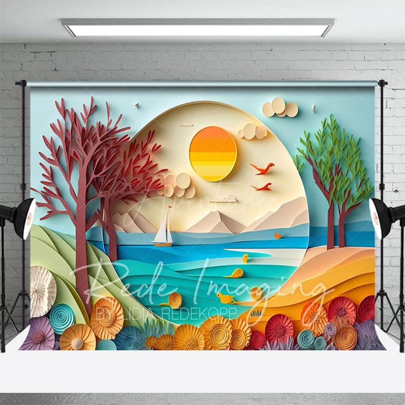 Aperturee - Aperturee Summer Fun Sandy Beach Cake Smash Photo Backdrop