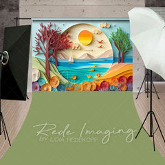 Aperturee - Aperturee Summer Fun Sandy Beach Cake Smash Sweep Backdrop
