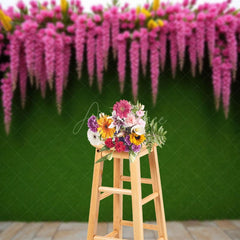 Aperturee - Aperturee Summer Fuschia Greenery Wall Photography Backdrop