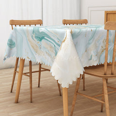 Aperturee - Aperturee Summer Glitter Rectangle Tablecloth with Green Gradient for Glam and Modern Holiday Party Decorations