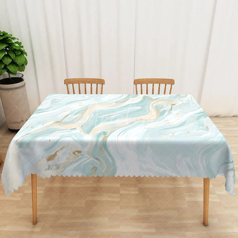 Aperturee - Aperturee Summer Glitter Rectangle Tablecloth with Green Gradient for Glam and Modern Holiday Party Decorations