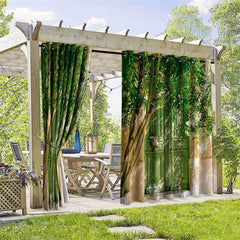 Aperturee - Aperturee Summer Greenery Waterproof Printed Outdoor Curtains