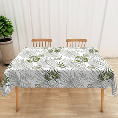 Aperturee - Aperturee Summer Hawaiian Rectangle Tablecloth with Tropical Plants for Luau Jungle and Beach Party Decorations