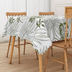 Aperturee - Aperturee Summer Hawaiian Rectangle Tablecloth with Tropical Plants for Luau Jungle and Beach Party Decorations