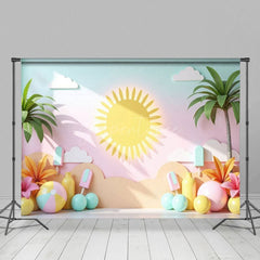 Aperturee - Aperturee Summer Palm Trees Hawaii Sweet Cake Smash Backdrop