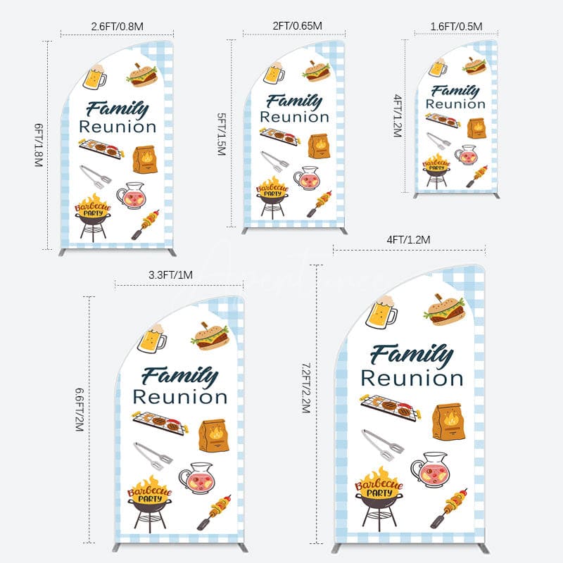 Aperturee - Aperturee Summer Picnic Barbecue Family Reunion Half Moon Arch Backdrop