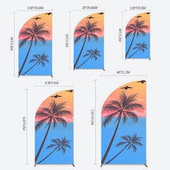 Aperturee - Aperturee Summer Seagull Sunset Coconut Tree Half Moon Arch Backdrop
