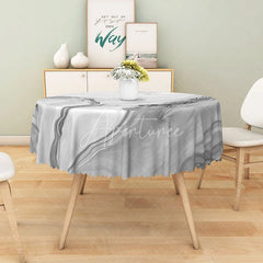 Aperturee - Aperturee Summer Seaside Round Tablecloth with Blue Ocean Pattern for Coastal Beach House and Nautical Themed Decor