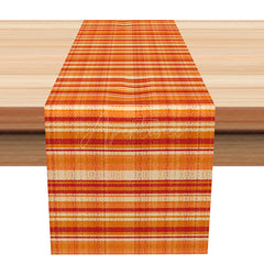 Aperturee - Aperturee Summer Stripe Table Runner with Warm Orange Tones Abstract Wall Texture for Modern Dining Decor