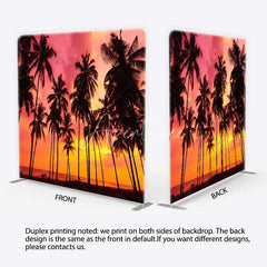 Aperturee - Aperturee Summer Tropical Beach Tension Fabric Backdrop Palm Tree Silhouette Pink Sunset Party Decorations