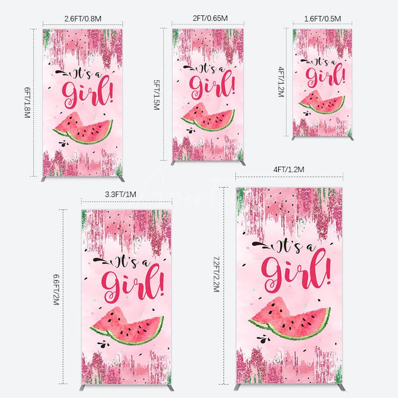 Aperturee - Aperturee Summer Watermelon Sweet Baby Shower Rectangle Backdrop