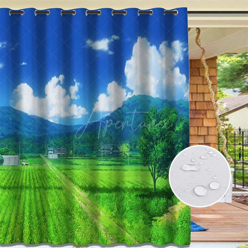 Aperturee - Aperturee Summer Wheat Field Waterproof Printed Outdoor Curtains For Gazebo