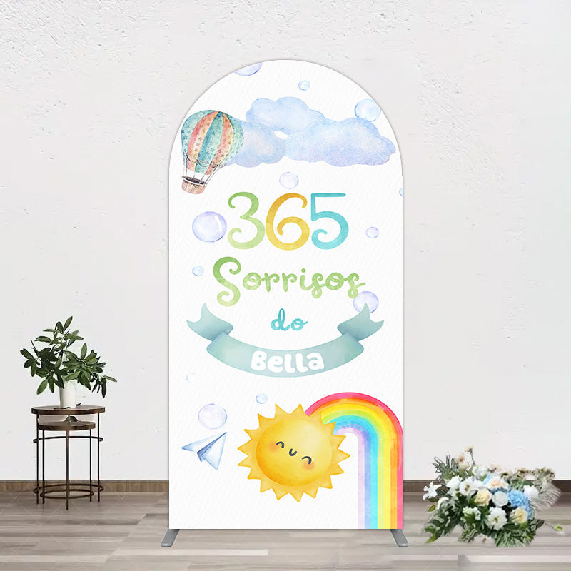 Aperturee - Aperturee Sun Rainbow 365 Sorrisos Do 1st Birthday Arch Backdrop
