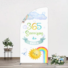 Aperturee - Aperturee Sun Rainbow 365 Sorrisos Do 1st Birthday Half Moon Arch Backdrop