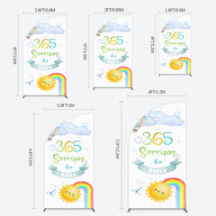 Aperturee - Aperturee Sun Rainbow 365 Sorrisos Do 1st Birthday Half Moon Arch Backdrop