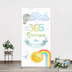 Aperturee - Aperturee Sun Rainbow 365 Sorrisos Do 1st Birthday Rectangle Backdrop