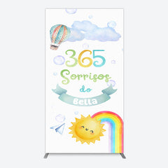 Aperturee - Aperturee Sun Rainbow 365 Sorrisos Do 1st Birthday Rectangle Backdrop