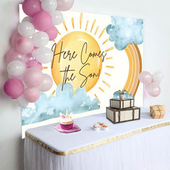 Aperturee - Aperturee Sun Rainbow Here Comes The Son Baby Shower Backdrop