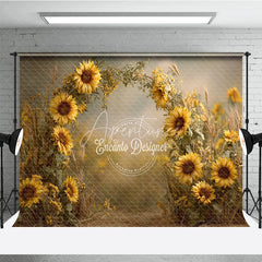 Aperturee - Aperturee Sunflower Field Arch Backdrop Rustic Wildflower Photo Prop Summer Fall Garden Wedding Background