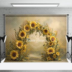 Aperturee - Aperturee Sunflower Floral Arch Backdrop Rustic Wildflower Photo Prop Summer Fall Garden Party Background