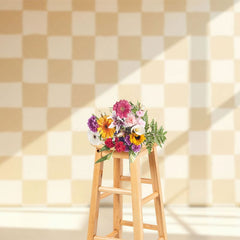 Aperturee - Aperturee Sunlight Beige Checkered Light Wall Summer Backdrop