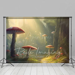 Aperturee - Aperturee Sunlight Mystical Mushroom Forest Photo Backdrop