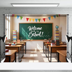 Aperturee - Aperturee Sunny Books Welcome Back To School Photo Backdrop