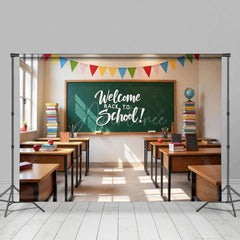Aperturee - Aperturee Sunny Books Welcome Back To School Photo Backdrop