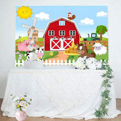 Aperturee - Aperturee Sunny Day Sky Farm Animals Happy Birthday Backdrop