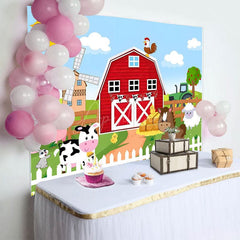 Aperturee - Aperturee Sunny Day Sky Farm Animals Happy Birthday Backdrop