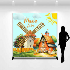 Aperturee - Aperturee Sunny Windmill Farm Fresh Custom Birthday Backdrop