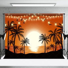 Aperturee - Aperturee Sunset Sandy Beach Palm Trees Combo Set Backdrop