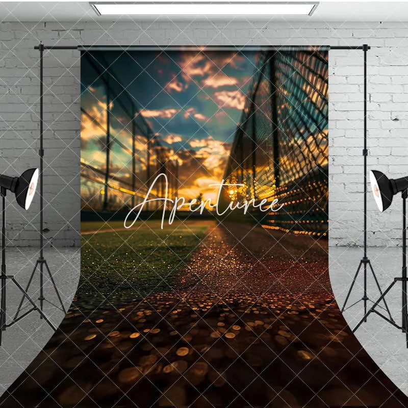 Aperturee - Aperturee Sunset Sky Baseball Field Sports Sweep Photo Backdrop