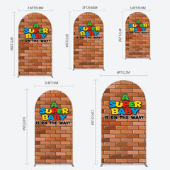 Aperturee - Aperturee Super Bricks Wall Cartoon Baby Shower Arch Backdrop