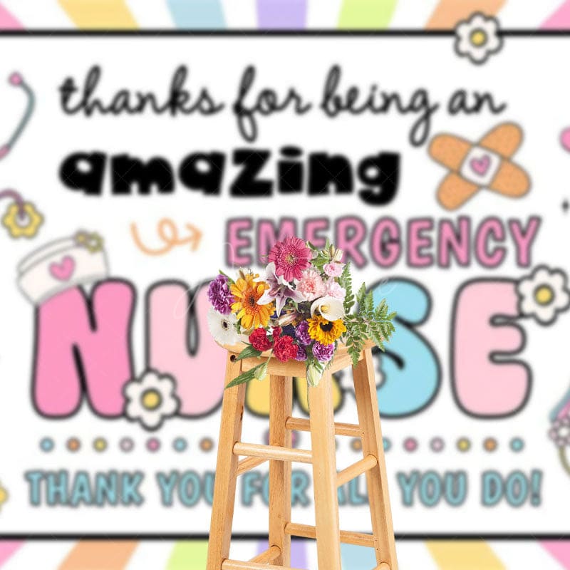Aperturee - Aperturee Sweet Amazing Emergency Nurse Thank You Backdrop