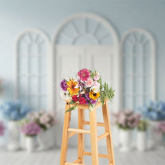 Aperturee - Aperturee Sweet Baby Light Blue And Floral Wedding Backdrop