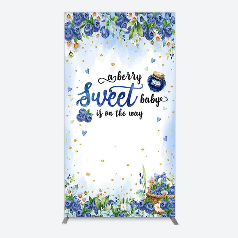 Aperturee - Aperturee Sweet Berry Floral Lovely Baby Shower Rectangle Backdrop