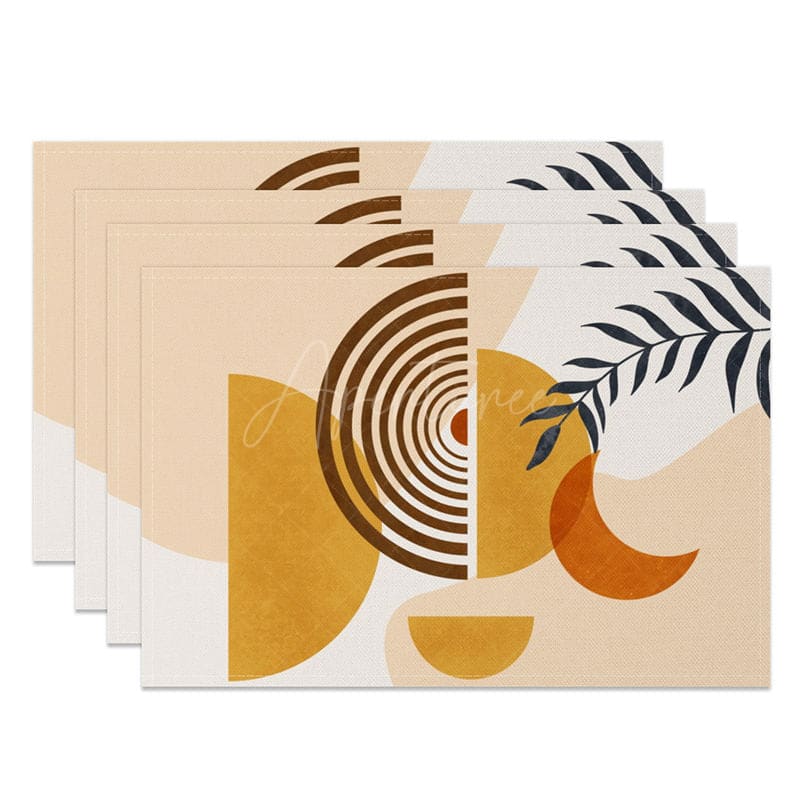 Aperturee - Aperturee Sweet Boho Elegant Geometry Moon Set of 4 Placemats