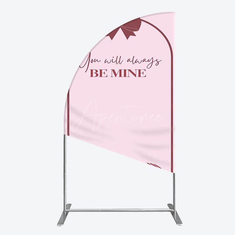 Aperturee - Aperturee Sweet Bow Heart You Are Mine Wedding Half Moon Arch Backdrop