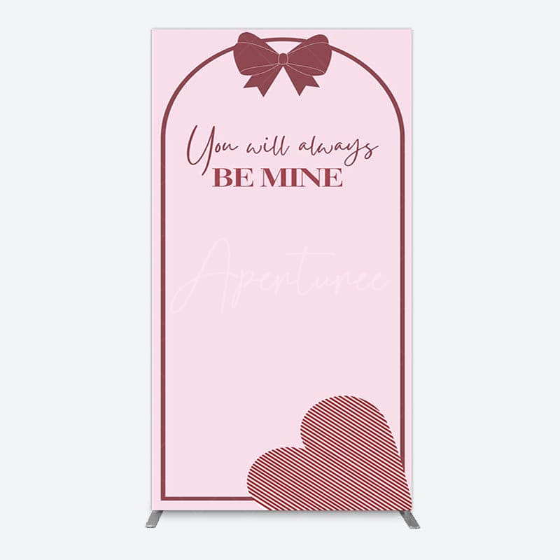 Aperturee - Aperturee Sweet Bow Heart You Are Mine Wedding Rectangle Backdrop
