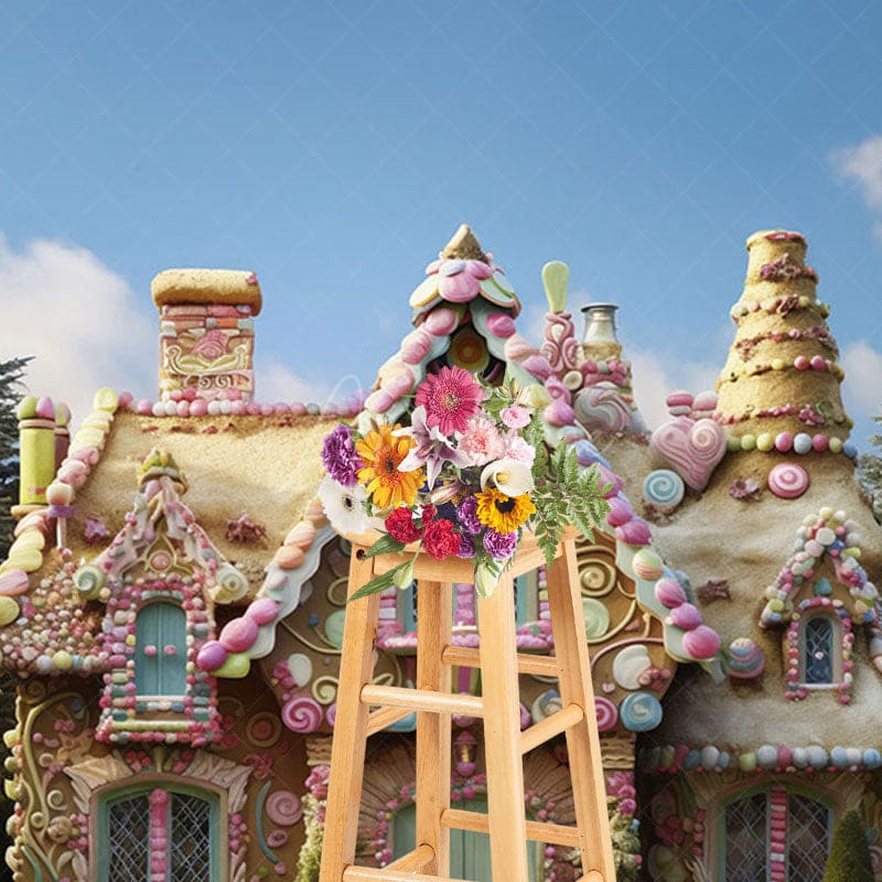 Aperturee - Aperturee Sweet Candyland House In The Forest Spring Backdrop