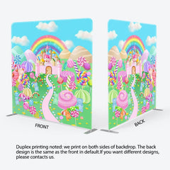 Aperturee - Aperturee Sweet Cartoon Candyland World Square Tension Backdrop