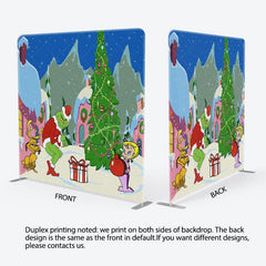 Aperturee - Aperturee Sweet Cartoon Grinch Whoville Tension Fabric Backdrop