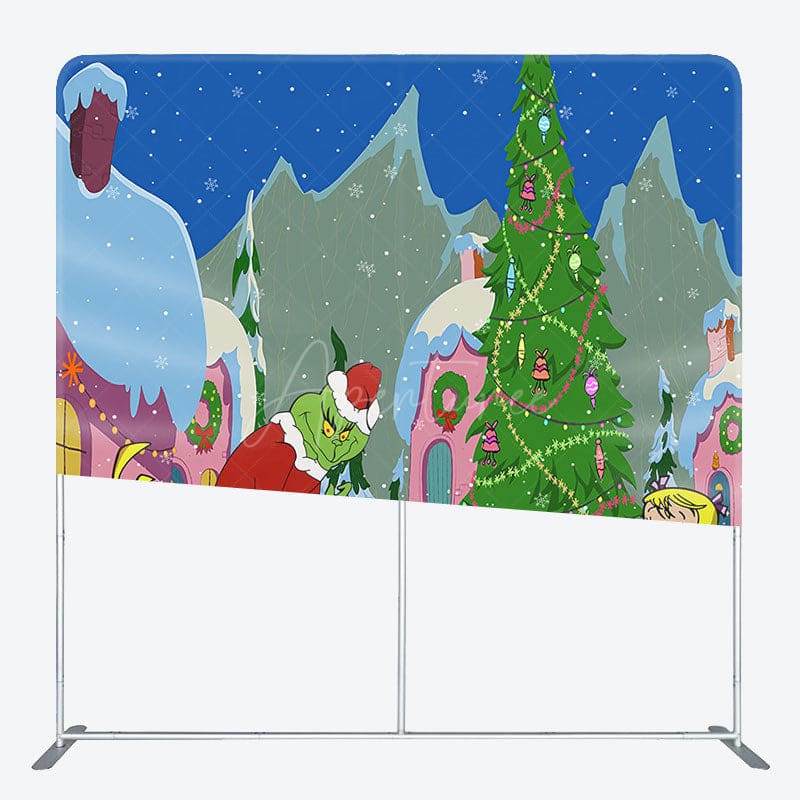 Aperturee - Aperturee Sweet Cartoon Grinch Whoville Tension Fabric Backdrop