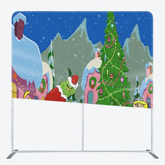 Aperturee - Aperturee Sweet Cartoon Grinch Whoville Tension Fabric Backdrop