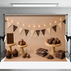 Aperturee - Aperturee Sweet Chocolate and Truffle Photo Backdrop Candy Shop Birthday Cake Smash Photography Background