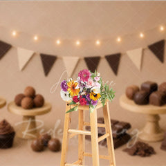 Aperturee - Aperturee Sweet Chocolate and Truffle Photo Backdrop Candy Shop Birthday Cake Smash Photography Background