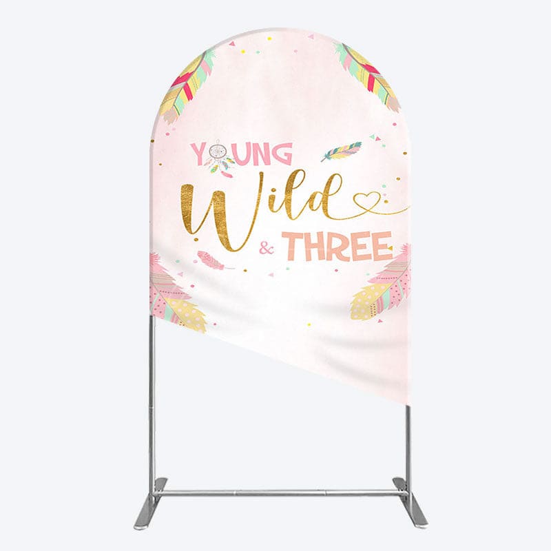 Aperturee - Aperturee Sweet Feather Young Wild Three Birthday Arch Backdrop